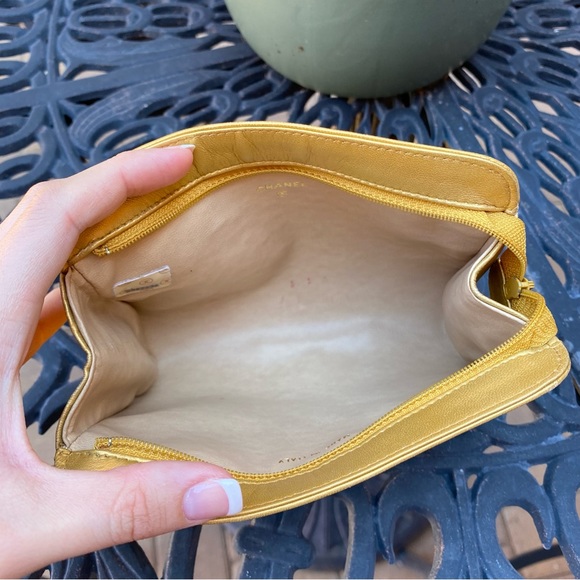 SOLD Chanel Gold Lambskin Timeless CC Cosmetic Pouch - Picture 10 of 11